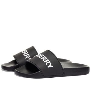 Burberry Black Slide Sandals with Logo